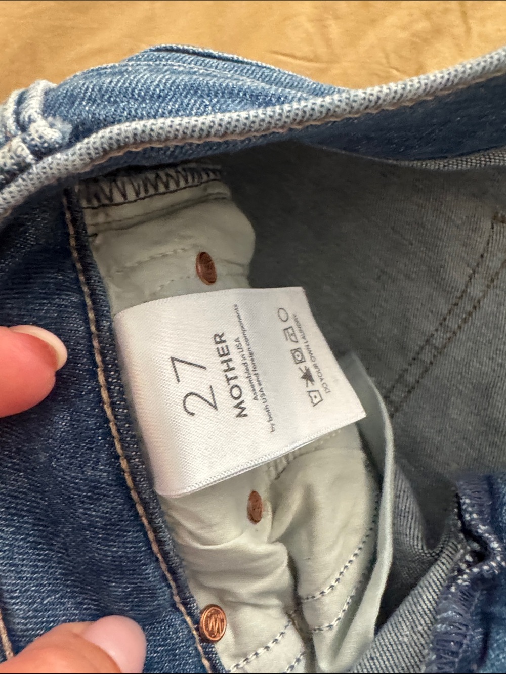 MOTHER Wide Leg Flare Jeans in Distressed Medium Blue - Picture 4 of 5